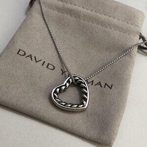 David Yurman Heart Pendant Necklace in 925 Sterling Silver
